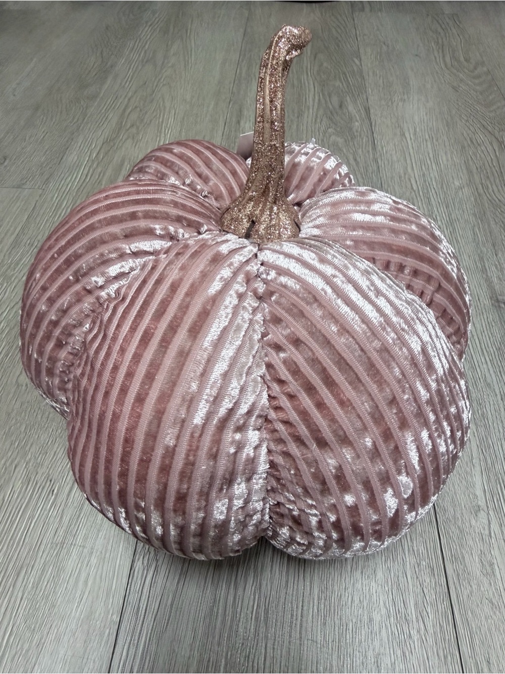 cupcakes & cashmere Blush Pink Velvet Pumpkin with Glitter Stem
